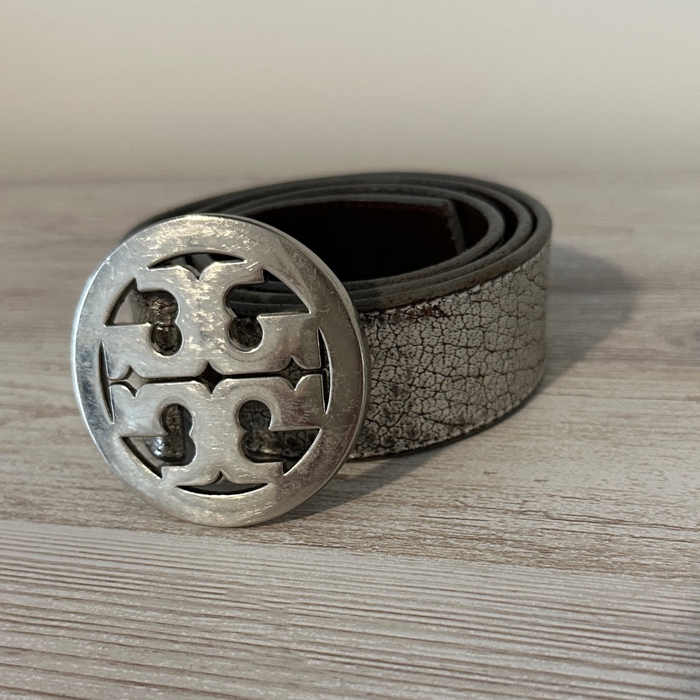 Tory Burch Silver and Gray Belt